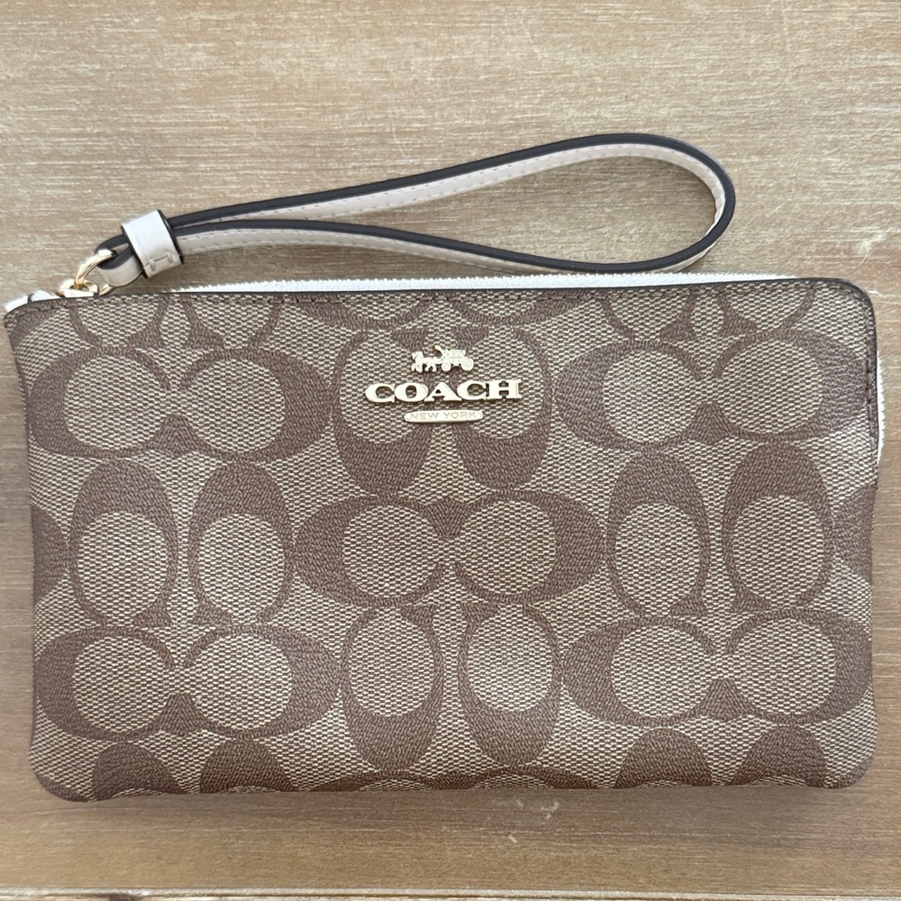 Coach Brown Monogram Wristlet